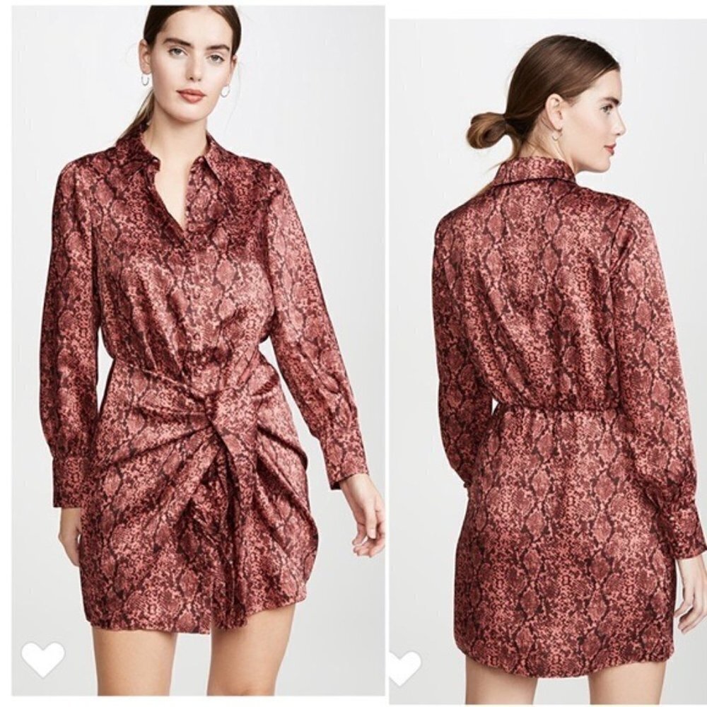 Cinq a Sept Dress NWT Gaby Mini Dress Snakeskin Rosewood New 0